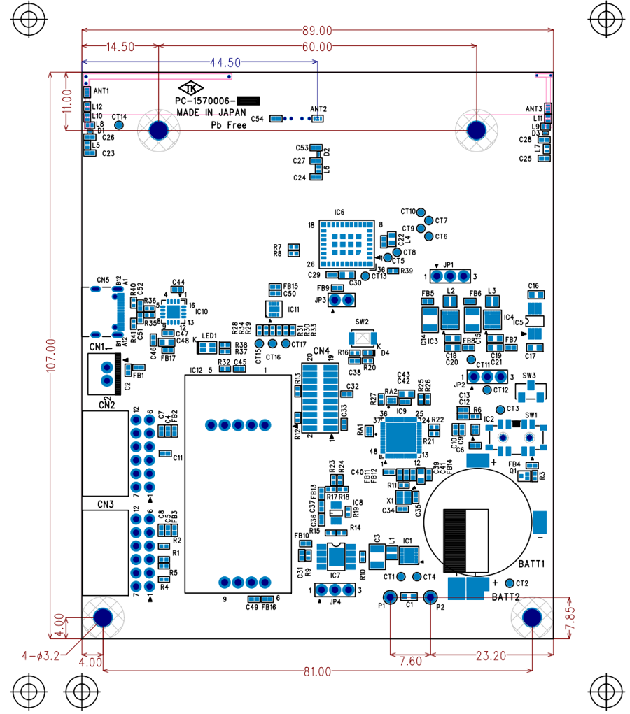 外形サイズの図